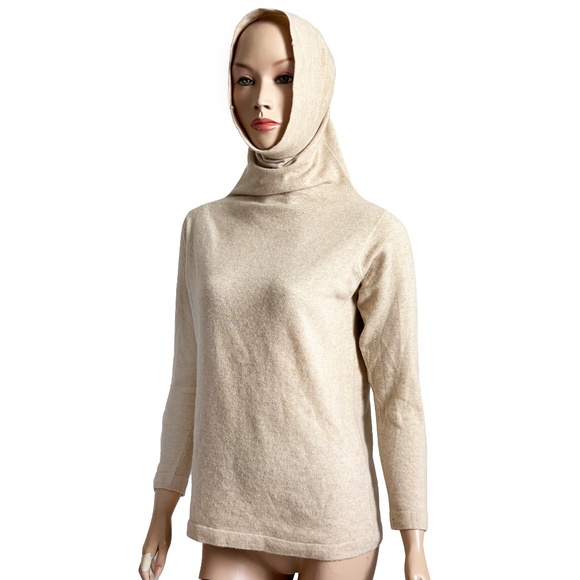 Bonnie Cashin Sweater Funnel Neck Cowl Cashmere Oatmeal Wool Vintage 1970s Rare - Picture 8 of 12